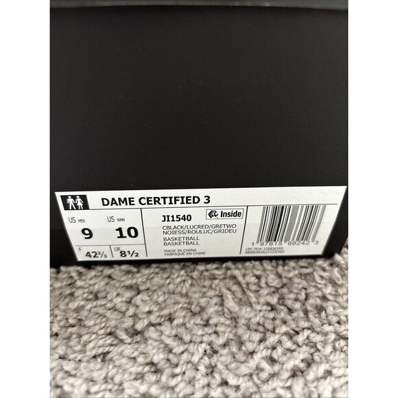 Adidas Dame Certified 3 Low Basketball Shoe Grey Black Red Size 9 New JI1540 main image 8